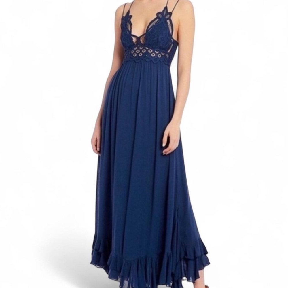 Free People Navy Crochet Dress NWT